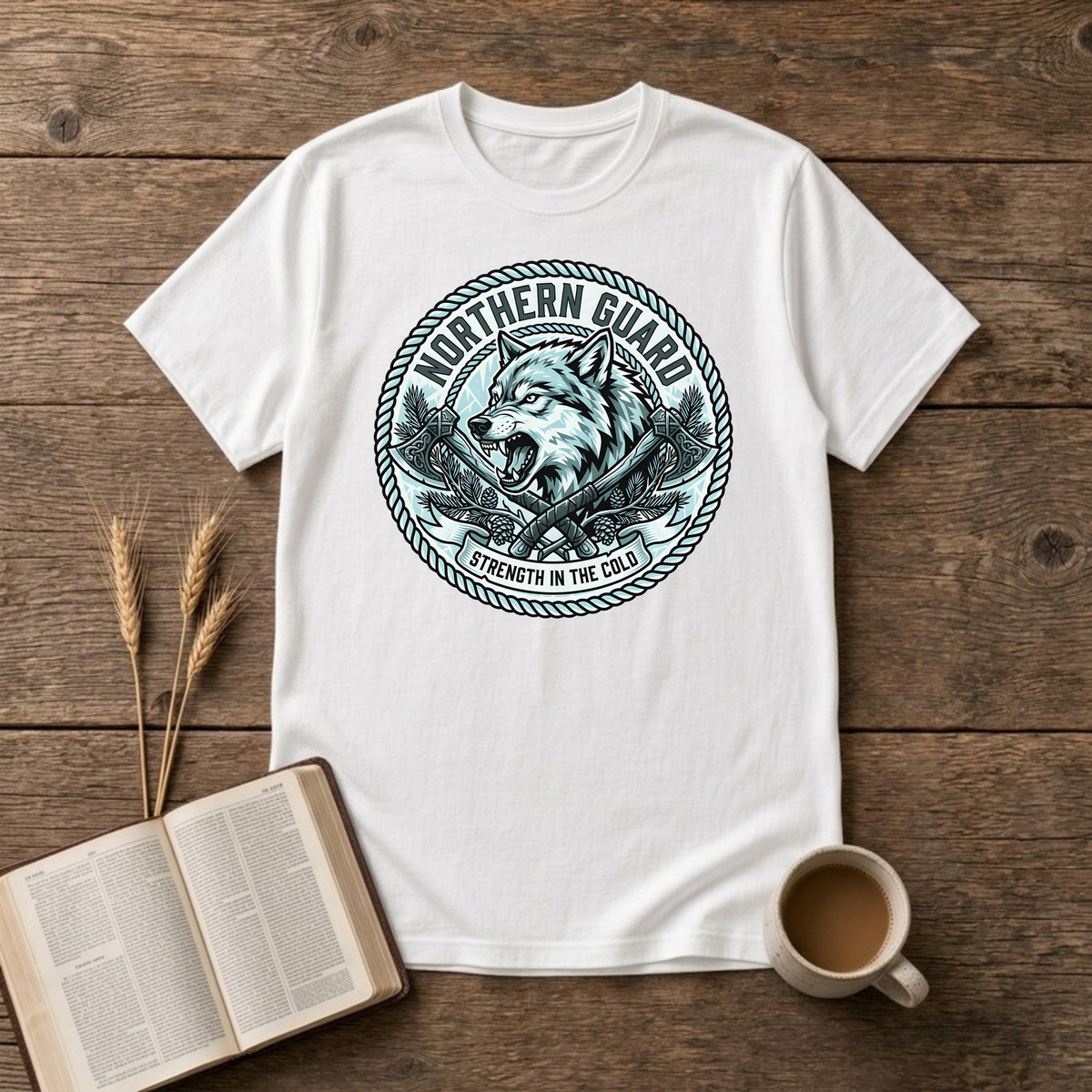 Northern Guard Wolf T-Shirt, White, Lantrum