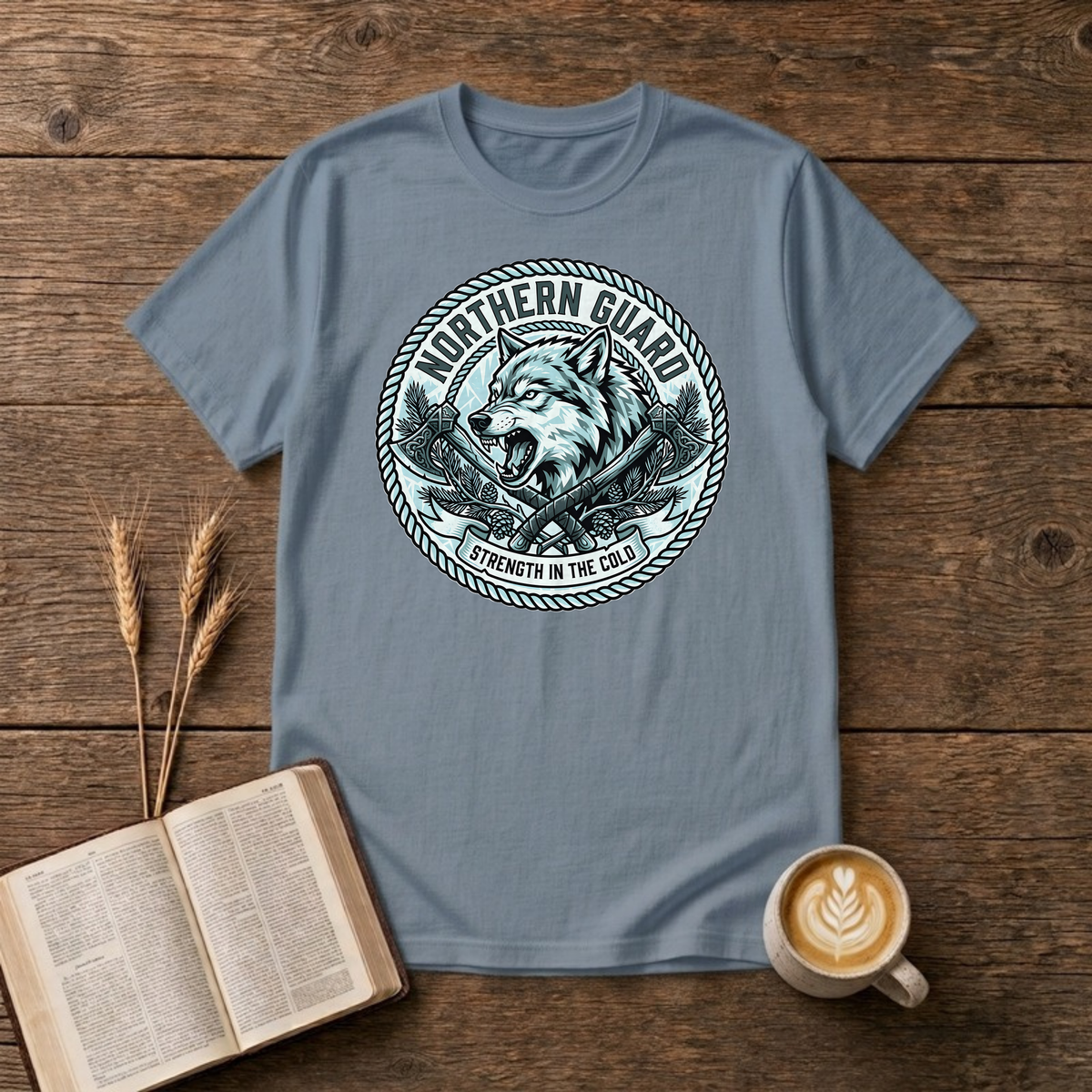 Northern Guard Wolf T-Shirt, Stone Blue, Lantrum