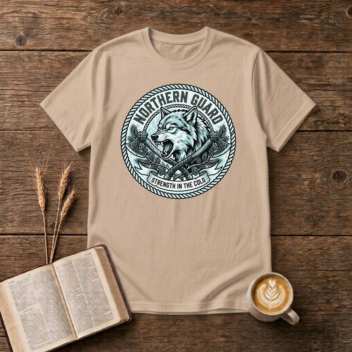 Northern Guard Wolf T-Shirt, Natural, Lantrum
